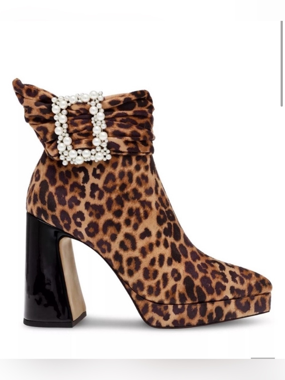 Betsey Johnson Idris Leopard Print, Pearl-Buckle Ankle Boot